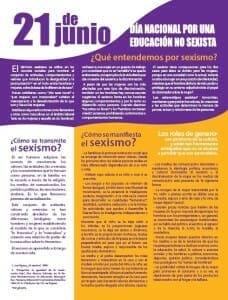 21 DE JUNIO - DÍA NACIONAL POR UNA EDUCACIÓN NO SEXISTA - PORTADA
