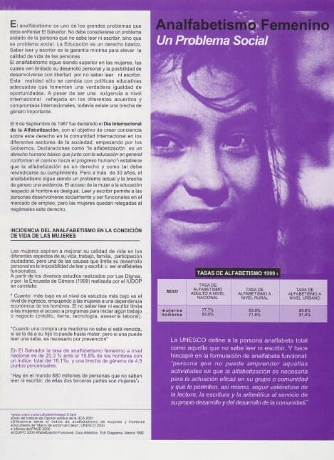 ANALFABETISMO FEMENINO UN PROBLEMA SOCIAL