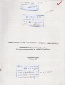 LAS MUJERES A-SALTAN Y TRANSFORMAN LA POLÍTICA EN EL MUNICIPIO - 1997_PORTADA
