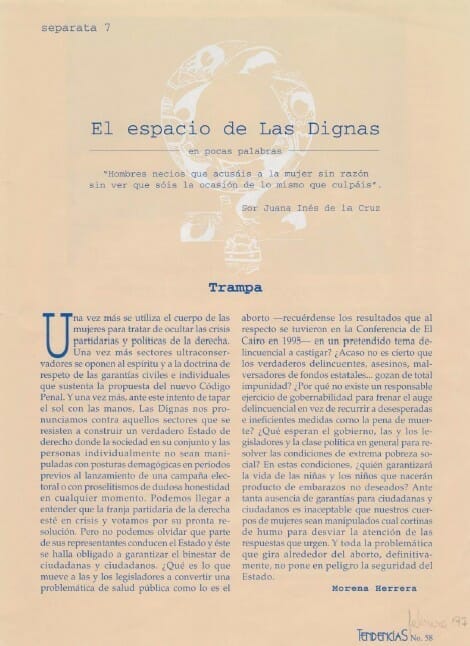 TENDENCIAS #58. EL ESPACIO DE LAS DIGNAS | FEBRERO 1997