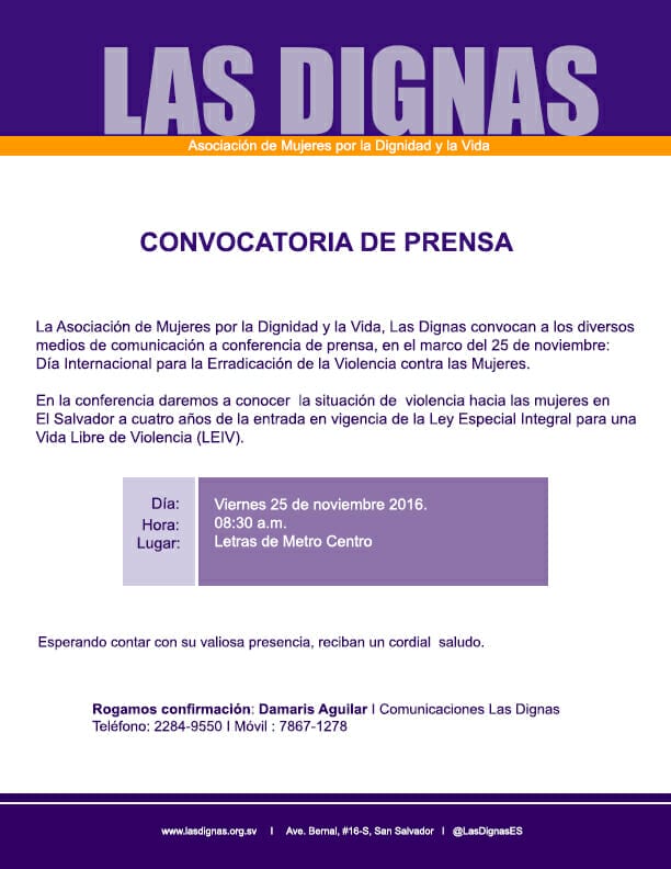 convocatoria de prensa 25N16 LD